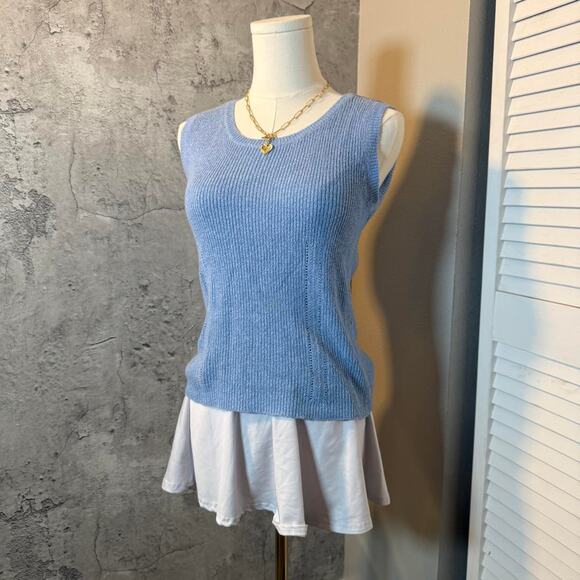 Preppy Baby Blue Knit Vest - Picture 2 of 7